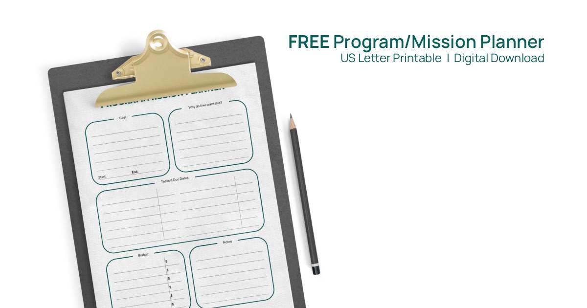 Free Program - Mission Planner - US Letter - Instant Download